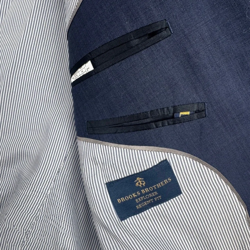 Brooks Brothers Explorer Regent Fit Suit Navy Blue Wool Blend 44R 34W 32L